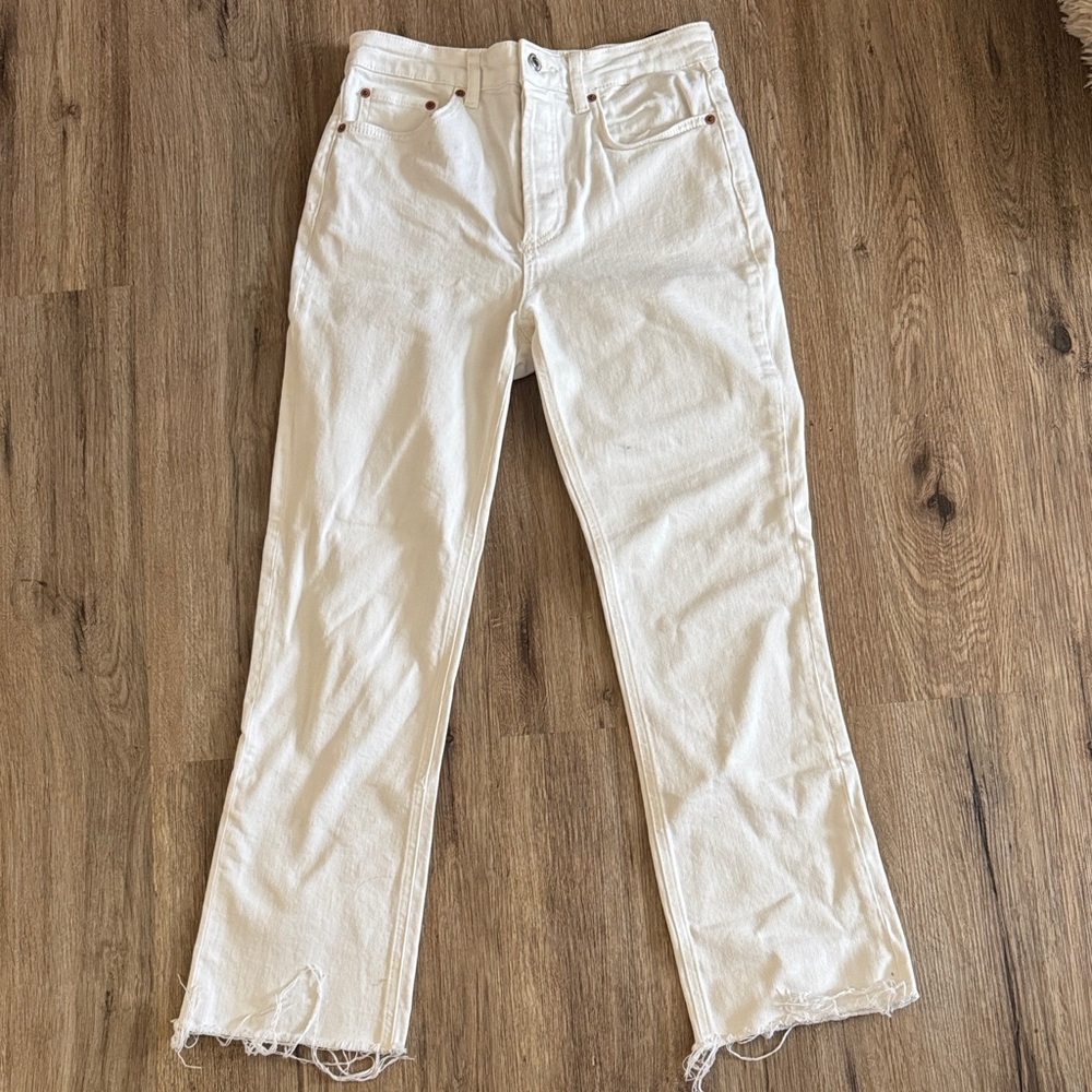 Zara White Straight Leg Jeans